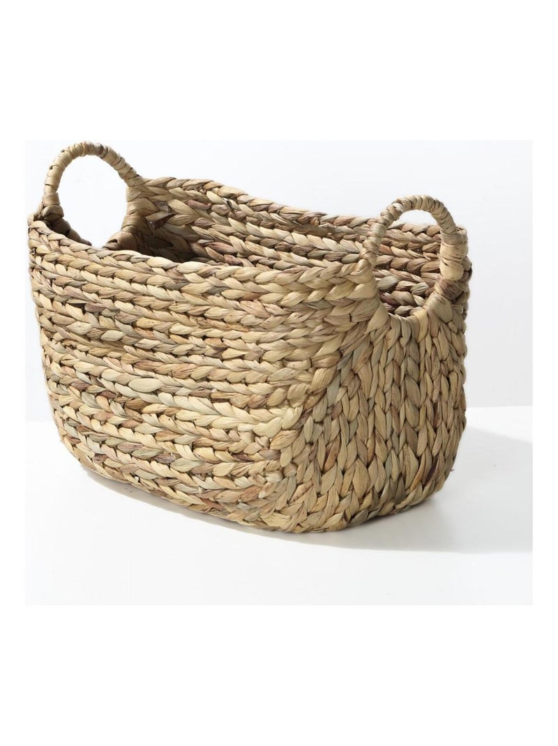 Panier En Jacinthe D'eau Avec Poignées - L40xp23xh26 Beige - Kiabi