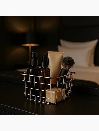 Panier en métal doré quadrillé 15x15cm