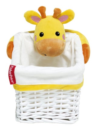 Panier en osier avec doublure textile et peluche appliquée 20x16x13cm de MATTEL-Fisher-Price