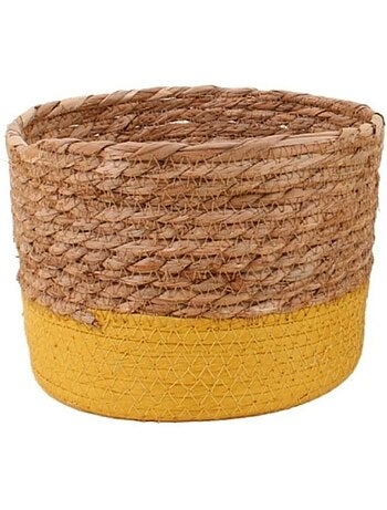 Panier en paille détail jaune 20x15cm