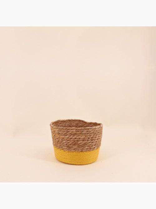 Panier en paille détail jaune 20x15cm - Kiabi