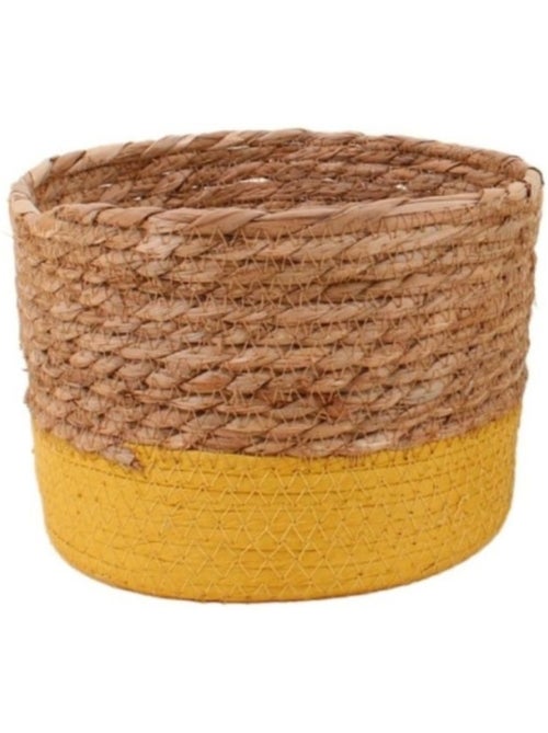 Panier en paille détail jaune 20x15cm - Kiabi