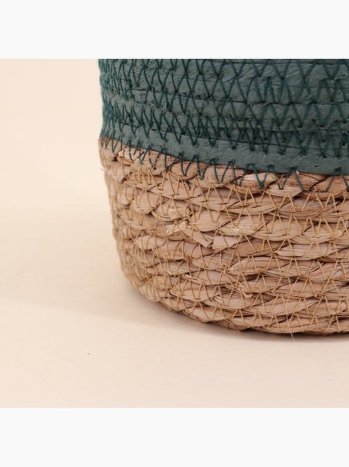 Panier en paille détail vert 15x12cm - Kiabi
