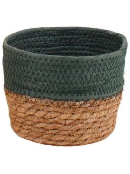 Panier en paille détail vert 15x12cm - Kiabi