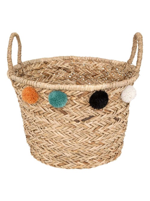 Panier en roseau avec pompons multicolores LIVI - Kiabi