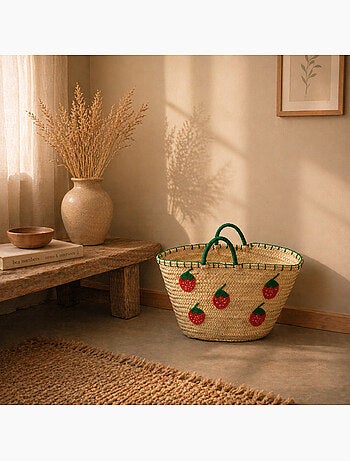 Panier Fraises brodées