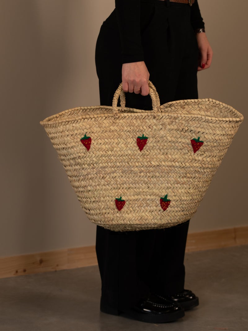 Panier Fraises brodées Rouge - Kiabi