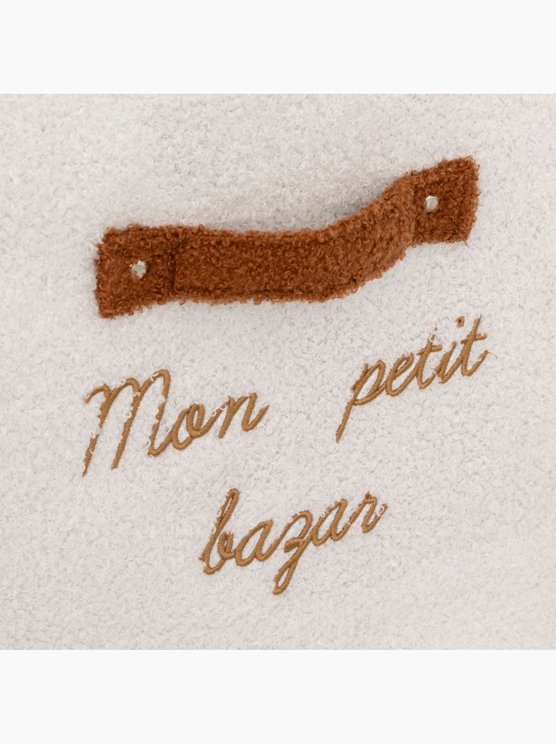Panier intissé en bouclette à poignées FLUFFY YUKI Blanc - Kiabi
