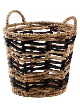 Panier Jacinthe D'eau Bicolore Rond Motif Géométrique - 30 X 34 Cm