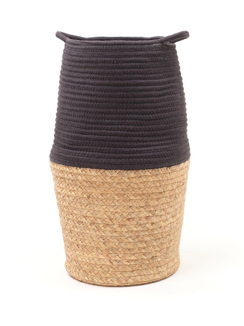 Panier long tressé coton uni LA FACTORY gris anthracite - Kiabi
