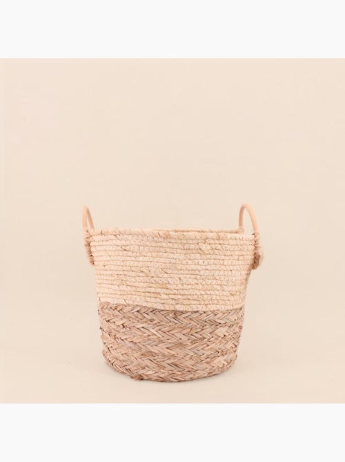 Panier maïs et jonc avec poignées en rotin 32x25cm - Kiabi