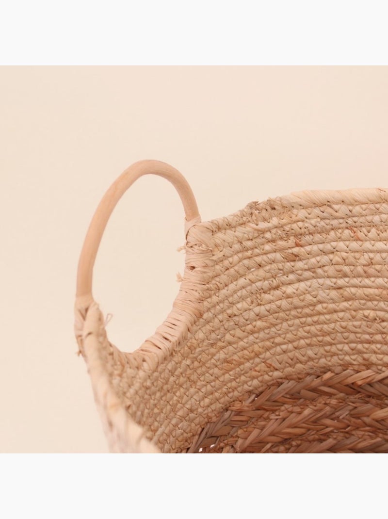 Panier maïs et jonc avec poignées en rotin 32x25cm Beige - Kiabi