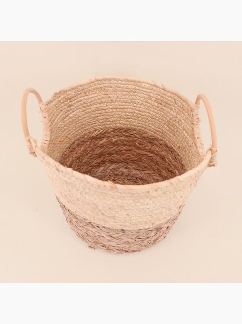 Panier maïs et jonc avec poignées en rotin 32x25cm - Kiabi