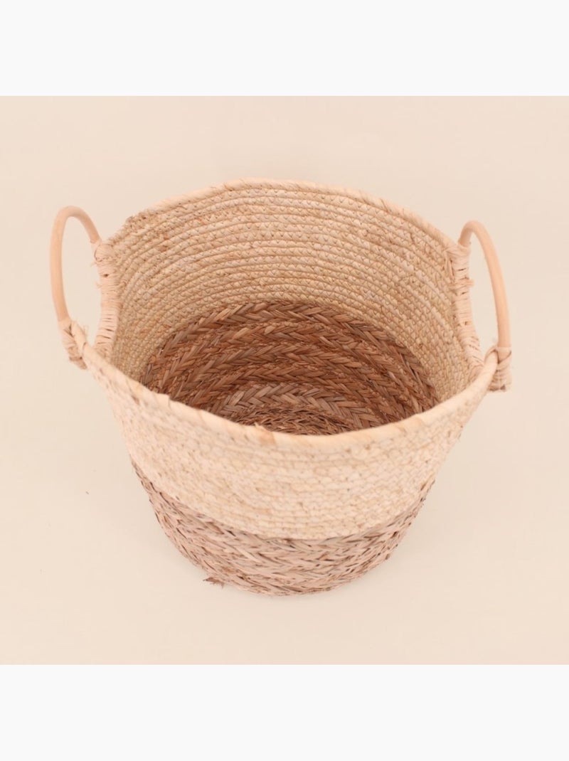 Panier maïs et jonc avec poignées en rotin 32x25cm Beige - Kiabi