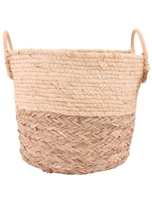 Panier maïs et jonc avec poignées en rotin 32x25cm - Kiabi