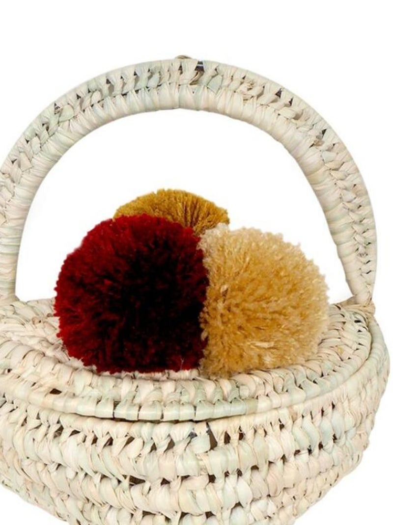 Panier mural avec pompons (23 x 18 cm) Beige - Kiabi