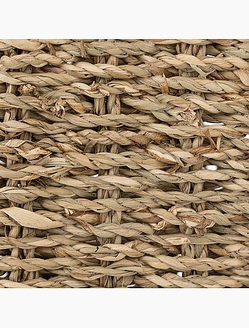 Panier mural suspendu en paille tressée sur armature métal cora