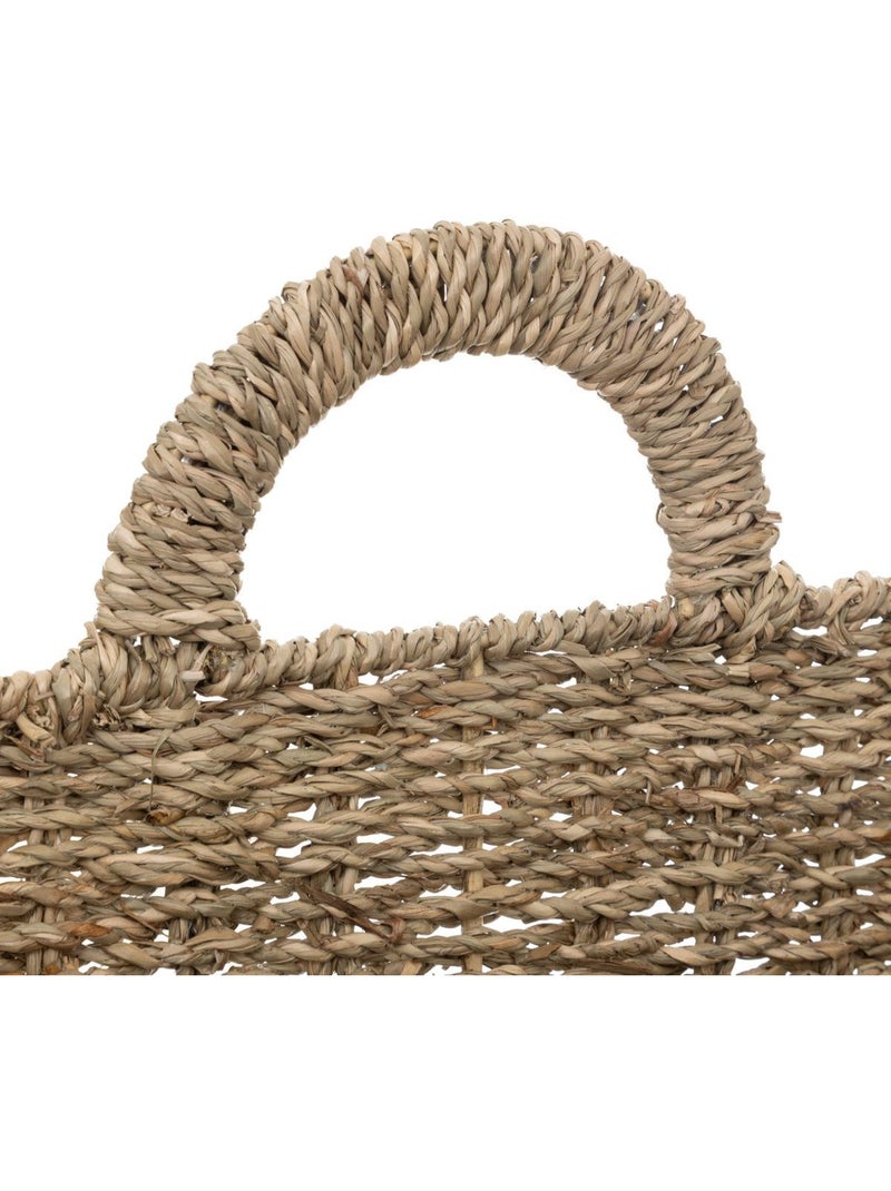 Panier mural suspendu en paille tressée sur armature métal CORA Beige - Kiabi