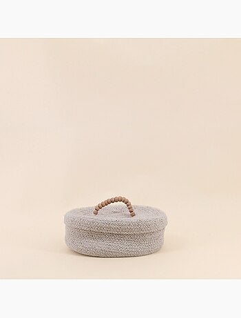 Panier ovale en coton avec couvercle 25x20cm