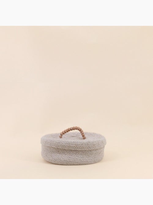 Panier ovale en coton avec couvercle 25x20cm - Kiabi