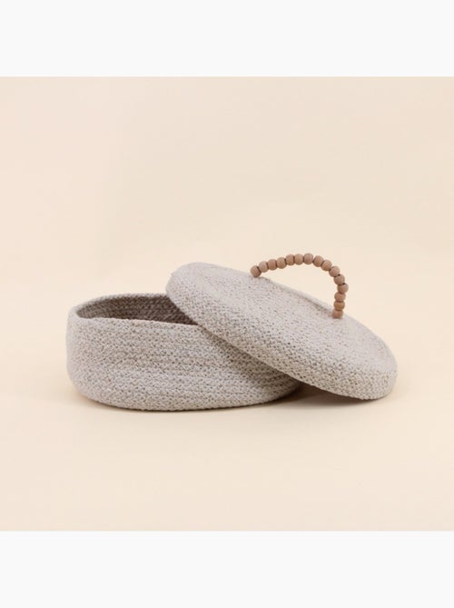 Panier ovale en coton avec couvercle 25x20cm - Kiabi