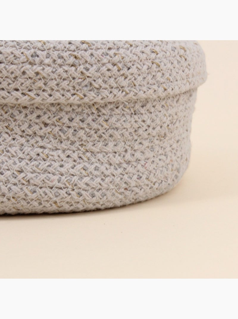 Panier ovale en coton avec couvercle 25x20cm Beige - Kiabi