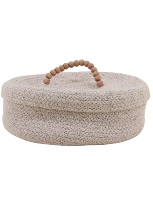 Panier ovale en coton avec couvercle 25x20cm - Kiabi