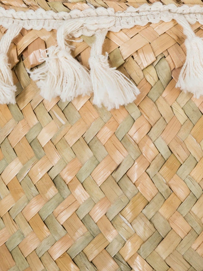 Panier pliable à pompons Beige clair - Kiabi