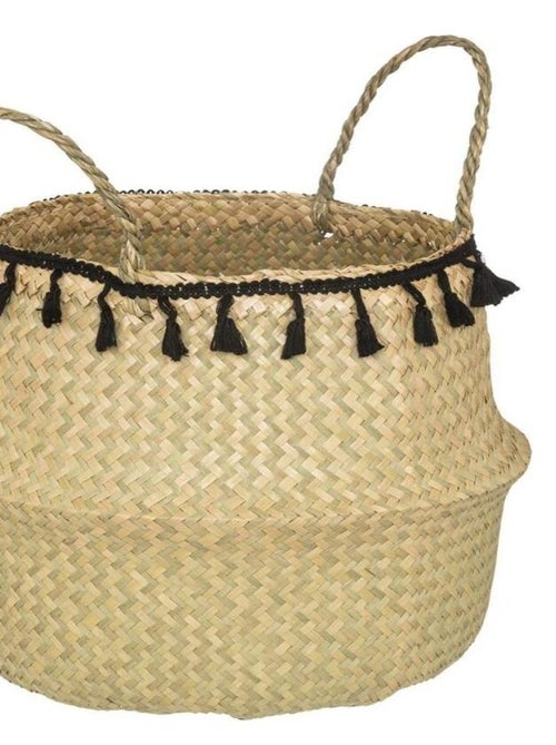 Panier pliant roseau Alina noir D30 - Kiabi
