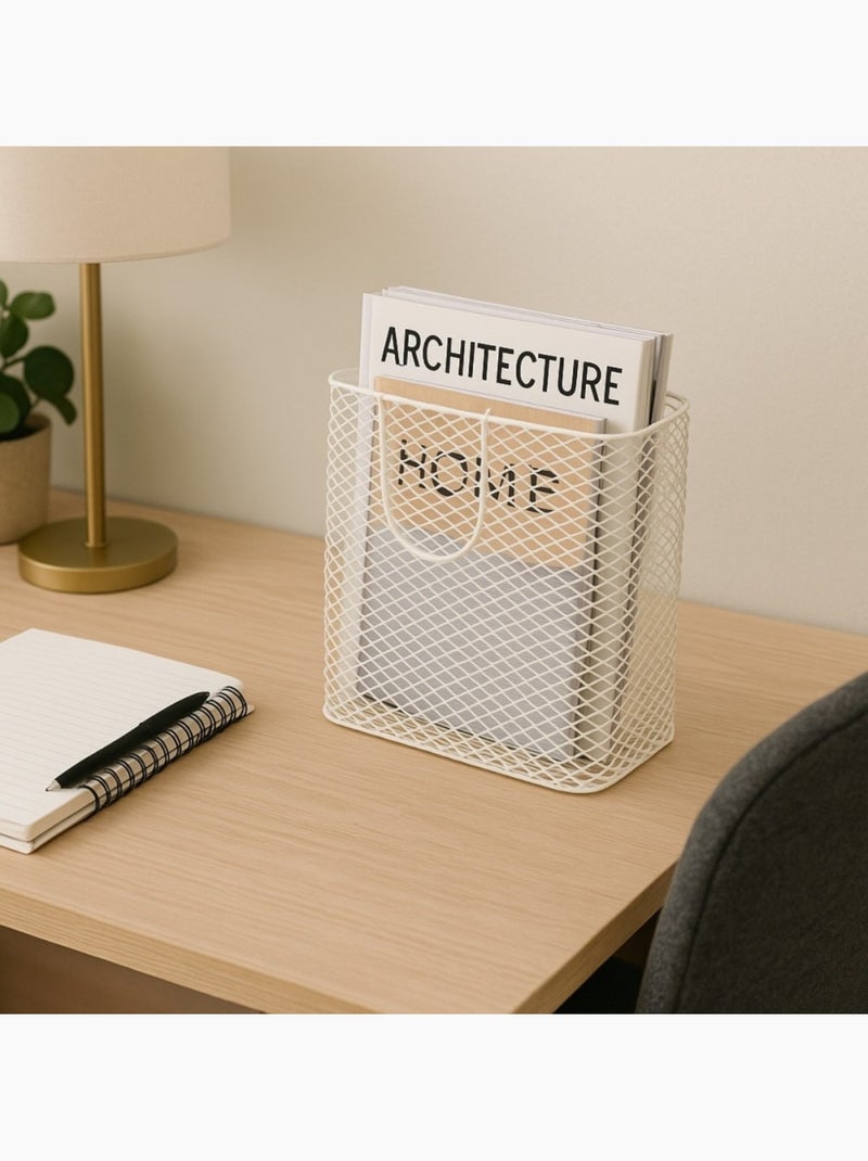 Panier porte magazine en métal Blanc - Kiabi