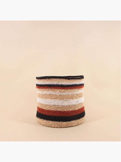 Panier rayé beige, marron en herbes marines 23x21cm - Kiabi