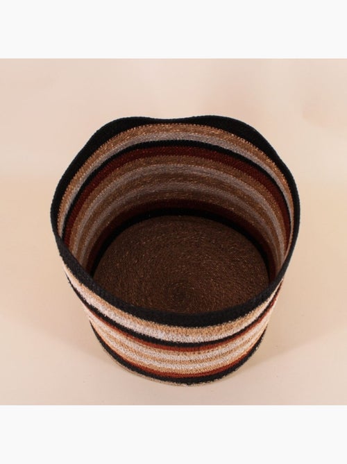 Panier rayé beige, marron en herbes marines 26x25cm - Kiabi