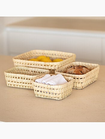 Panier rectangle en feuille de palmier