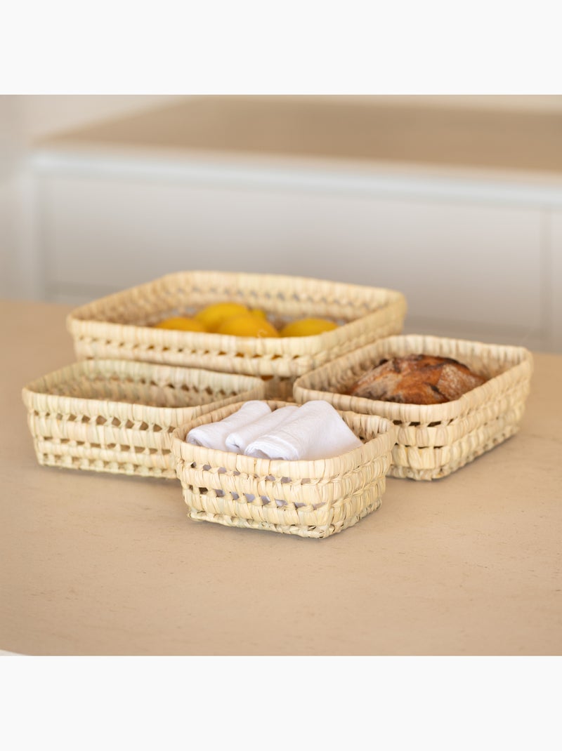 Panier rectangle en feuille de palmier Bois naturel - Kiabi