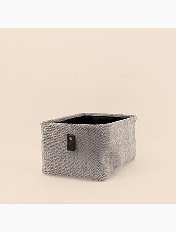 Panier rectangulaire à chevrons gris 31x21x15cm