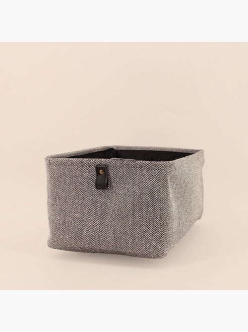 Panier rectangulaire à chevrons gris 36x26x18cm - Kiabi