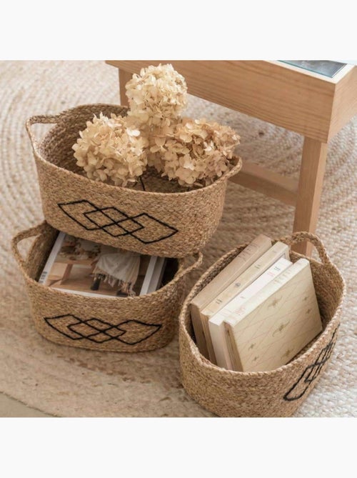 Panier rectangulaire en fibres naturelles 33x22cm - Kiabi