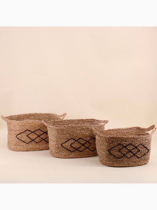Panier rectangulaire en fibres naturelles 38x26cm - Kiabi