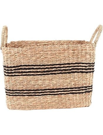 Panier rectangulaire en jonc de mer avec poignées 34x24cm