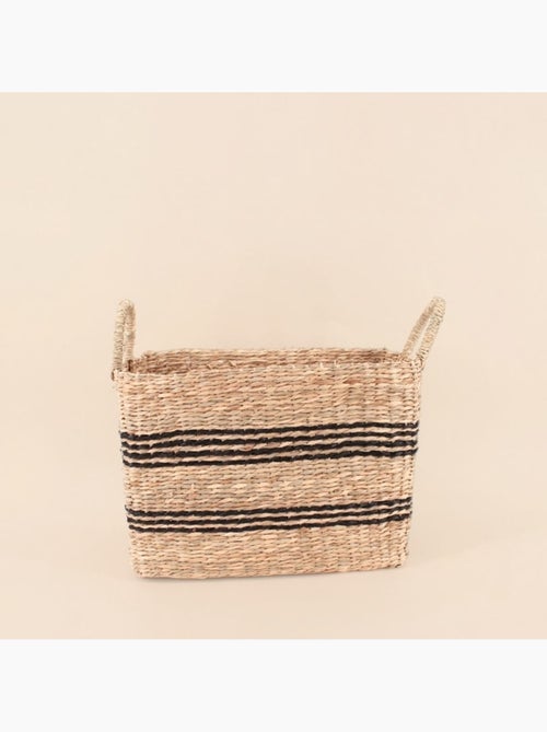 Panier rectangulaire en jonc de mer avec poignées 34x24cm - Kiabi