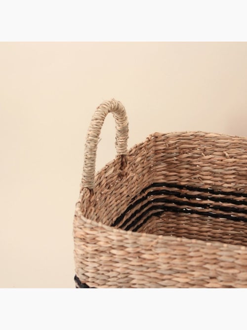 Panier rectangulaire en jonc de mer avec poignées 34x24cm - Kiabi
