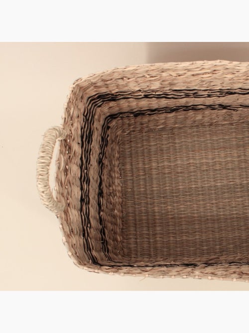 Panier rectangulaire en jonc de mer avec poignées 34x24cm - Kiabi
