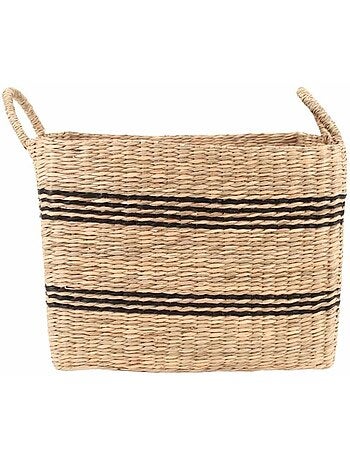 Panier rectangulaire en jonc de mer avec poignées 37x27cm