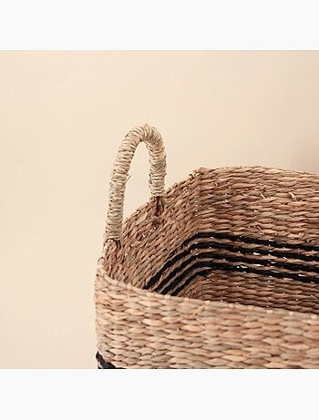 Panier rectangulaire en jonc de mer avec poignées 37x27cm
