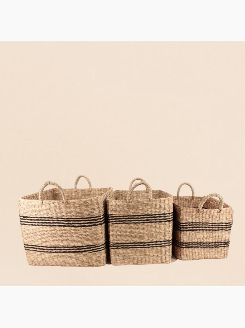 Panier rectangulaire en jonc de mer avec poignées 37x27cm Beige - Kiabi