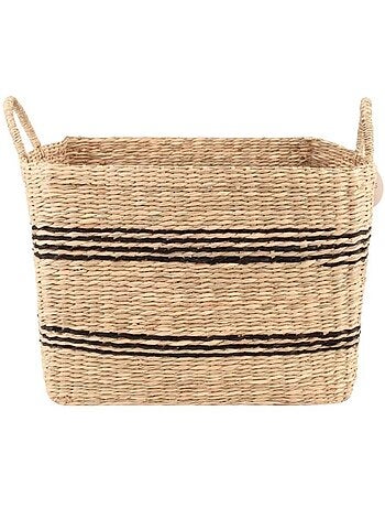 Panier rectangulaire en jonc de mer avec poignées 40x36cm
