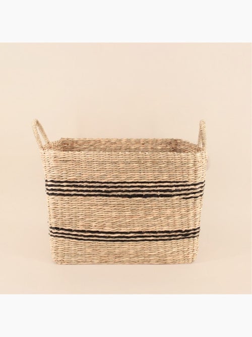 Panier rectangulaire en jonc de mer avec poignées 40x36cm - Kiabi