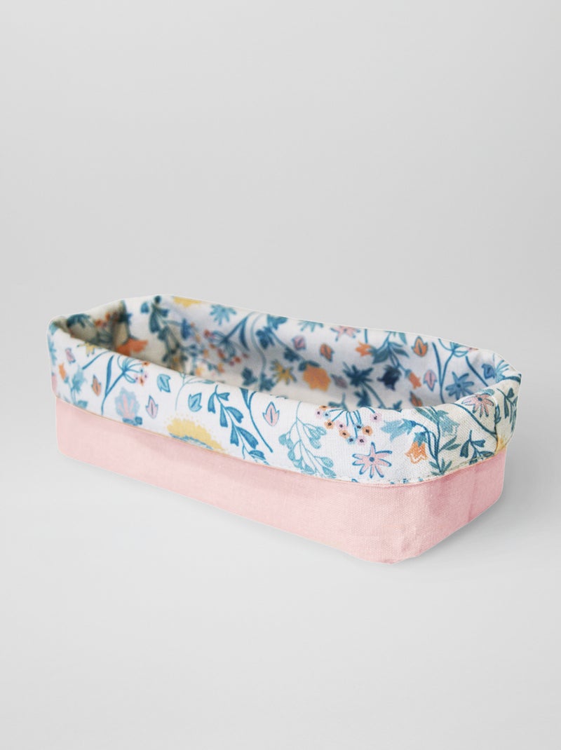 Panier réversible en tissu Rose/blanc - Kiabi