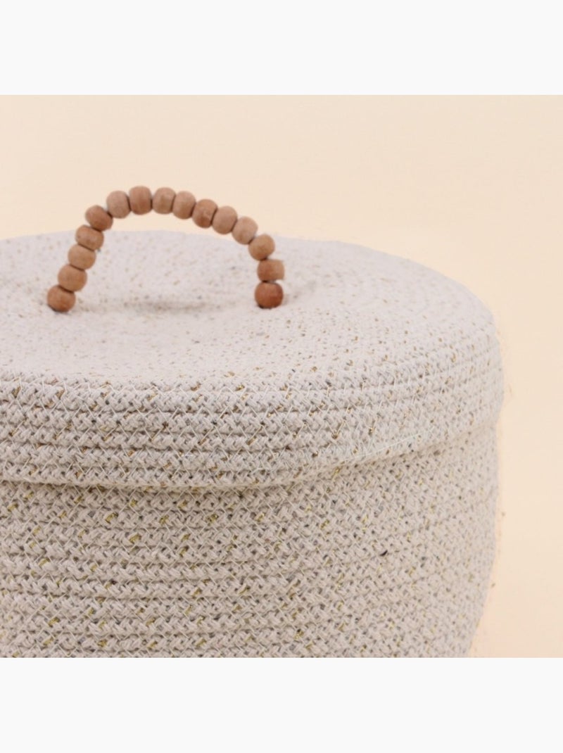 Panier rond avec couvercle 27x16cm Beige - Kiabi