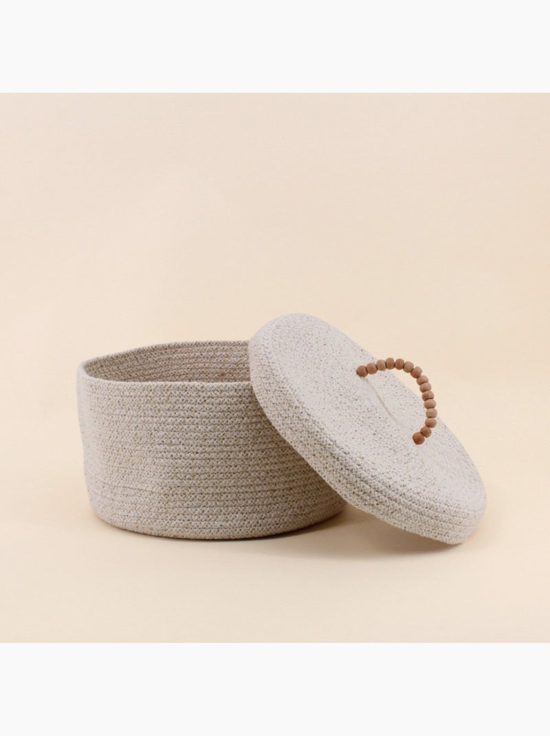 Panier rond avec couvercle 27x16cm Beige - Kiabi